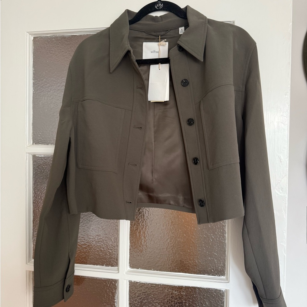 NWT ARITZIA Wilfred Little Cropped Jacket, Dark Olive - M - Picture 2 of 5